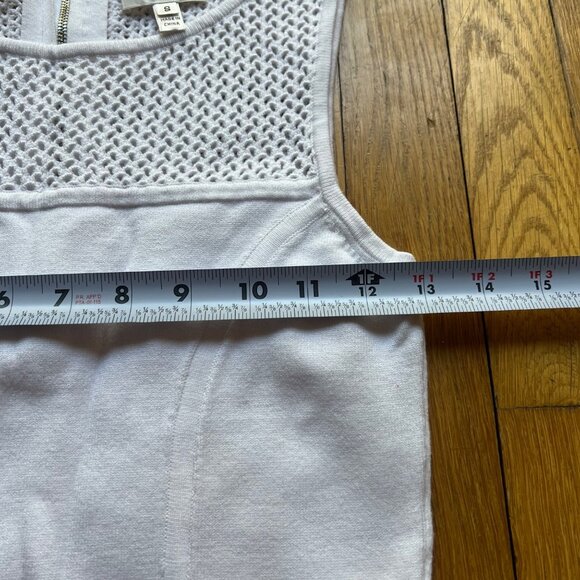 Milly New York Size S White Crochet Trim Sleeveless Knit Bodycon Peplum Dress - Picture 13 of 16